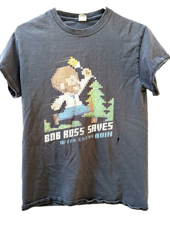 Gildan Other - Bob Ross Saves Pixel Art Graphic Tee - Black - Men’s S